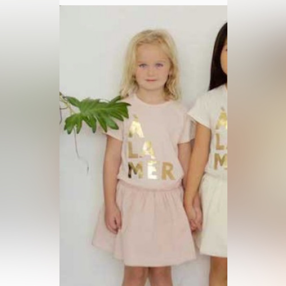 ATSUYO et AKIKO “a La Mer” Girl’s Dress in Blush Pink and Gold Foil (10Y)